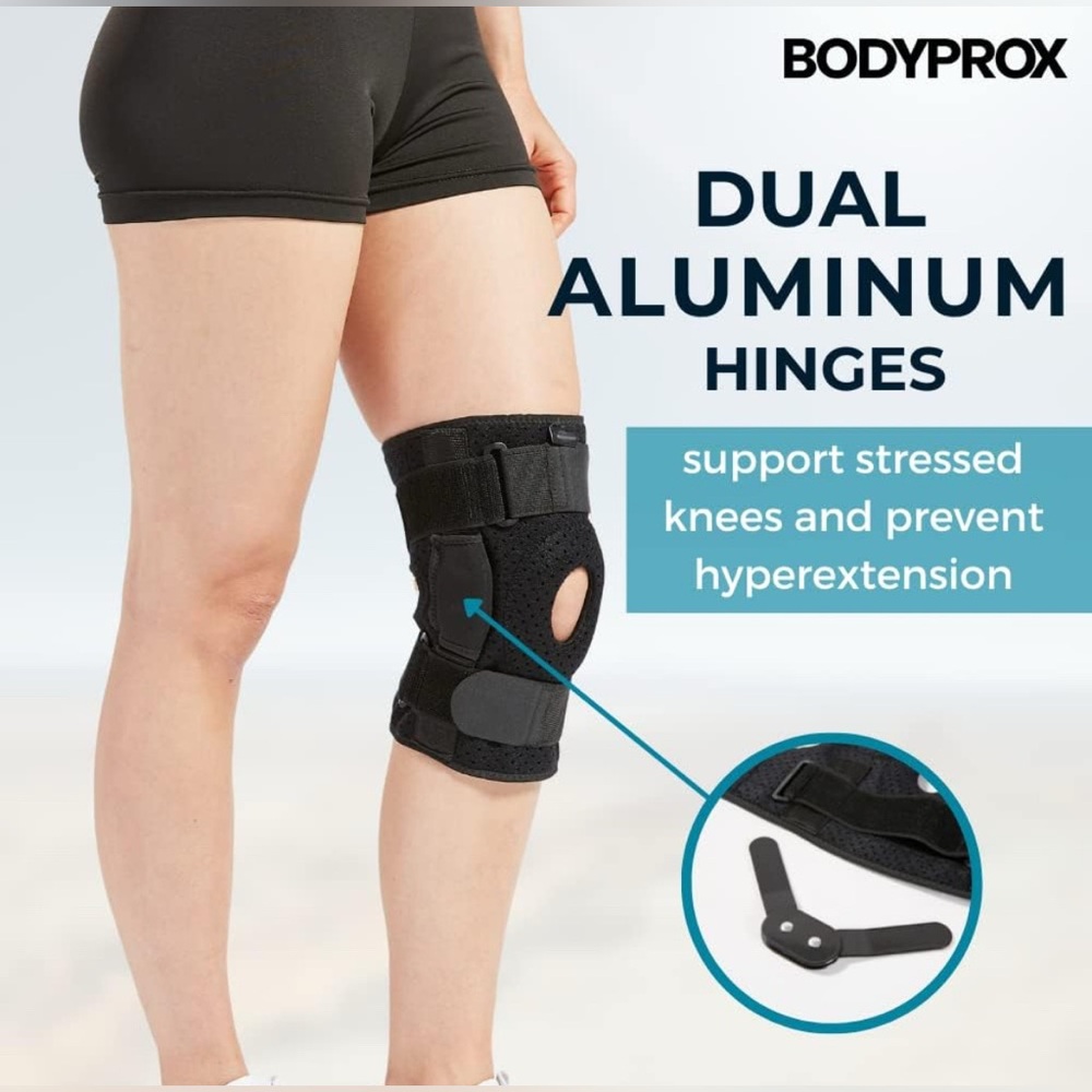 Bodyprox Black Knee Brace with Dual Aluminum Hinges XL